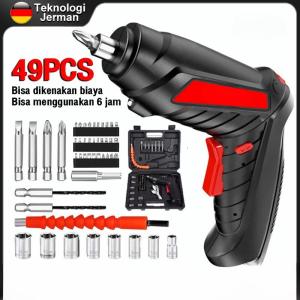 Reaim Cordless Screwdriver 4.2 V Mesin bor baterai impact cordless drill 49 pcs Set Screwdriver Baterai Bor mini | Bor Mini Impact 1 Set 4.5 V | Bor Mini Multifungsi Torsi 3.5 n/m