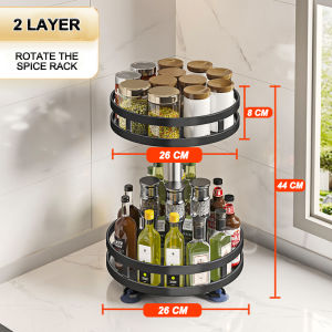 Kitchen Rack 360° Rotatable Seasoning Rack Condiment Rack Spice Rak Rempah Dapur Stainless Steel Kitchen Organizer 调料架