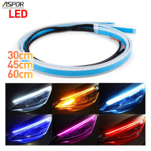 ASPOR Car LED Drl Daytime Running Light Flow Turn Signal Guide Two Color Lamp