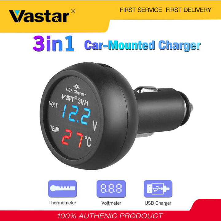 Vastar Car LED Voltmeter Digital Car Battery Monitor Car Mounted ...