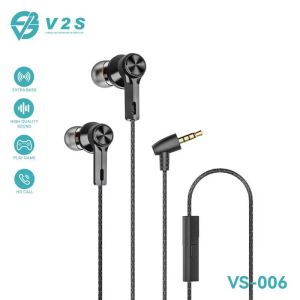 V2S VS-006 Universal 3.5mm Super Bass with Microphone in Earphones Basic Headset