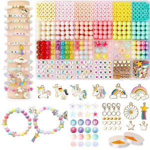 DIY beaded toy bracelet necklace set Candy Colored beaded jewelry beads Handmade beaded loose beads diy accessory bracelet set