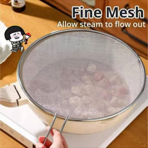 25cm Grease Splatter Screen Guard Oil Splashproof Stainless Steel Mesh Cover Kitchen Tools Handle Frying Pan Cover