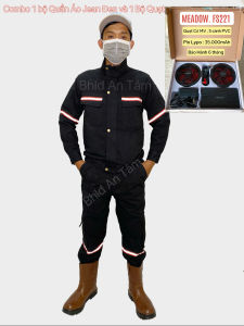 quần áo jean bảo hộ thợ hàn khoét lỗ dùng quạt vải tốt sét kéo kèm quạt điều hòa MEDOW _A44