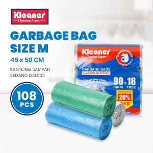 Kleaner Kantong Plastik Sampah 45 x 50 Cm 3 Roll 108 Pcs Trash Bag Size M Garbage Bag Serbaguna GSL003