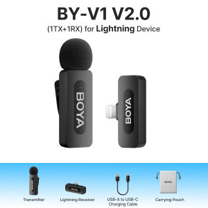 BOYA BY-V1/V2 Micro không dây cài áo micro thu âm chống ồn dành cho quay vlog trên iPhone và Android