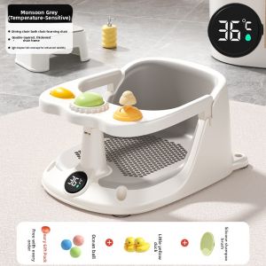 # Backtoschool MOREFEEL Ghế tắm cho bé từ 6 tháng tuổi trở lên Ghế chống trượt cho trẻ nhỏ kèm 3 đồ chơi tắm Nhiệt kế đo nhiệt độ theo thời gian thực Đế hút chân không Đệm mềm cho bồn tắm trẻ sơ sinh Đồ dùng an toàn vui nhộn cho bé