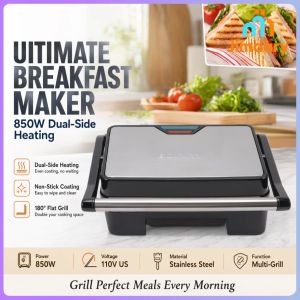 Jimdary Máy làm Panini 850W Panini Press Grill chống dính sưởi ấm hai mặt cho nhà bếp
