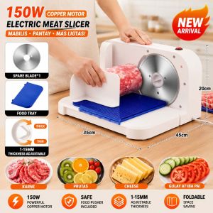 LENODI Bagong Upgrade Electric Slicer Pro | 1‑15mm Adjustable Thickness Kasama ang Food Pusher at Spare Blade