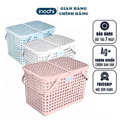 Giỏ xách quai giữa inochi - Làn đi sinh có nắp để đồ cho bà bầu chấy liệu nhựa nguyên sinh không mùi không chất độc hại phủ kháng khuẩn Ag+ khử mùi sử dụng an toàn cho mẹ và bé