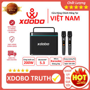 Loa Karaoke Bluetooth 5.3 XDOBO TRUTH Công Suất 200W Chống Nước IPX5 Hỗ Trợ Hát Karaoke Thẻ TF USB Jack AUX 6.5mm - Bảo hành chính hãng 12 tháng