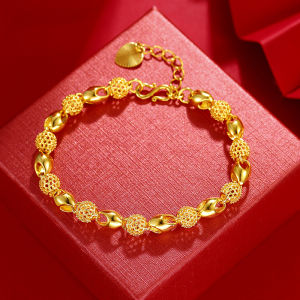 Copper-plated Gold Buddha Bead Hollow Alloy Smooth and Exquisite Bracelet