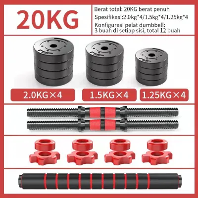 【Ready Saham】20KG Dumbell Set PVC Peralatan Fitness Barbel Set 10/30/40 kg Dengan Perlindungan Lingkungan Gym Olahraga Rumah