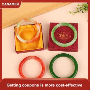 【CANAMEK】 Bất jadeite băng tự nhiên màu xanh lá cây Jade Bangle Vòng đeo tay sang trọng cho phụ nữ quà tặng bạn gái