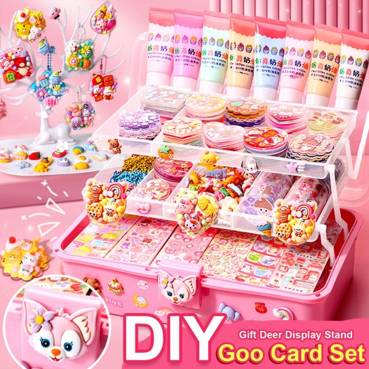 CABOO Guka keychain making Set for kids Cream Gel DIY Set Handmade Sticker  Gift Box Girls' Toys Guka Card Suit 3-Layer Storage Box DIY Lazada PH