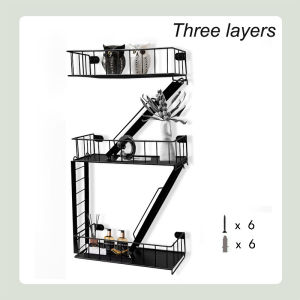 Modern simple wind creative multi-storey stair home bedroom living room decoration iron green plant ornaments shelf