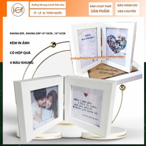 Khung ảnh đôi 2D khung ảnh gập kỉ niệm tình yêu tình bạn khung ảnh sinh nhật size 10x10cm 10x 15cm nhiều màu khung