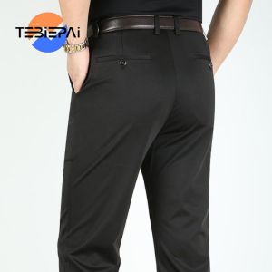 Mens casual pants breathable mid -pants loose large size beach fast dry middle -aged pants dad pants elastic trousers