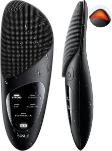 COSLUS JMY05 Silicone Face Scrubber Facial Cleansing Brush Heat Eye Care    Electric Face Wash Brush with 4 Cleansing Modes for Exfoliating Massaging for Men Women Portable Waterproof Black