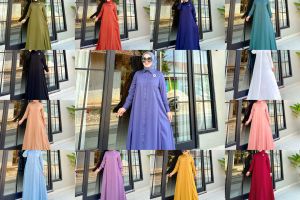 Gamis Wanita Terbaru Polos Terkini Bahan Katun Twill Import premium