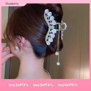Heabety Light Luxury Rhinestone Bell Orchid Tassel Hair Clip Flowers Rose Butterfly Claw Clip Shark Hair Claw Barrette Hair Accessories