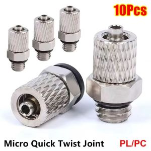 MADEWITH 10Pcs M3 M4 M5 M6 Micro Quick Twist Joint Male Thread 3mm 4mm 6mm OD Pneumatic Pipe Connector Durable Brass Air Tube Connector