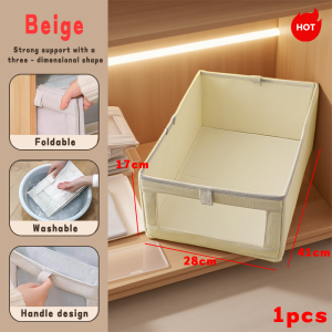 【StoreSmart】 READY STOCK Visible cotton and linen storage box drawer-style clothing storage box fabric foldable storage box.
