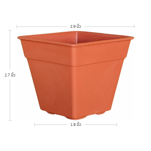 กระถาง กระถางสี่เหลี่ยม ขนาด 2.9 นิ้ว สีดำ สีขาว สีอิฐ Bundle 10 ใบ ชิ้น อัน