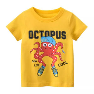 DEDEE KIDS เสื้อยืดเด็ก ไซส์ 100 อายุ 4-5 ปี แขนสั้น ผ้าไม่แข็ง ใส่สบาย นิ่ม cotton100% ซักแลเว ผ้าไม่หด ไม่ย้วย ดช เด็กชาย ดญ เด็กหญิง