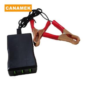 【CANAMEK】 1Pcs Power Adapter With Battery Clip 12V 24V To 5V 3USB Port For Charging Cell Phone Emergency USB Power High Efficiency