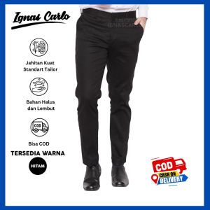 Celana Kerja Pria Kantor Merk Xellano Bahan Twill Casual Formal Modern Model Slimfit Panjang Hitam