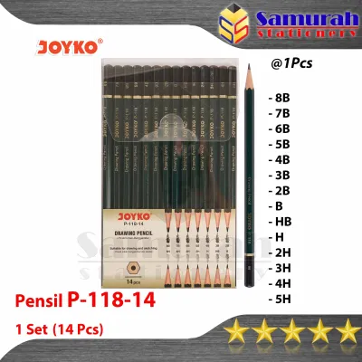 Drawing Sketch Pencil Joyko P-118-14 / Pensil Kayu Gambar Sketsa Set Lengkap P 118 isi 14 Pcs