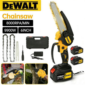 🔥Free 2 battery🔥DEWALT 6’’Cordless Chainsaw Power Saws with Battery Portable Saw for Wood Cutting Lagaring Pang Kahoy Original