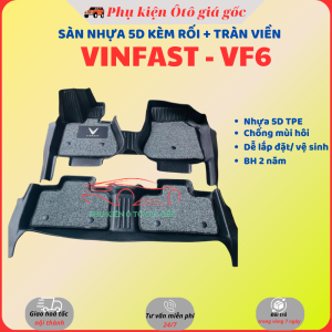 Thảm lót sàn NHỰA 5D SẴN RỐI TRÀN VIỀN XE VINFAST VF6 Hàng Nhựa đúc nguyên khối TPE siêu đẹpsiêu bềnkhông thấm nước-TL