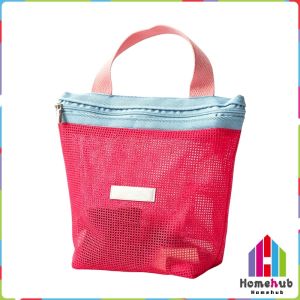 HB Colorful Mesh Handheld Cosmetic Bag Portable Travel Swimming Small Makeup Storage Handbag 1Pc