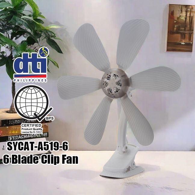 Portable Table Clip Fan 6 Blade With Stand Large Clip Electric fan Desk ...