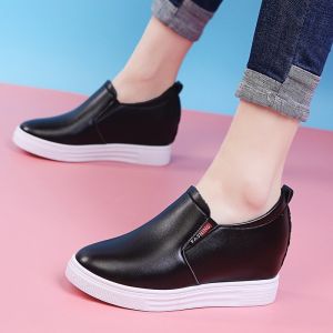 [Free Shipping] WomenS Height-Increasing Shoes 2026 Autumn Model Wedge-Heeled Thick-Soled White Shoes Versatile Casual Loafers Student Shoes For Women In Autumn