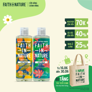 Combo 2 Sữa Tắm Faith In Nature Hương Bưởi Cam + Lô Hội 400ml/chai