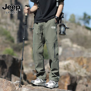 JEEP SPIRIT กางเกงทำงานสไตล์อเมริกันผู้ชายกางเกงสามมิติเอวขอบหลวมฤดูใบไม้ร่วงปีนเขากลางแจ้งกางเกงกีฬากางเกงลำลอง