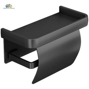 Self-Adhesive Toilet Paper Roll Holder with Phone Shelf Wall Mounted Tissue Roll Holder No Drill Installation Tissue Holder for Bathroom Kitchen [Winnereco Lifestyle]