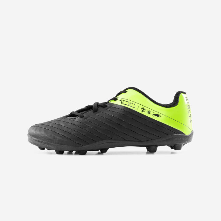 Decathlon Kids' Lace-Up Football Boots 100 Fg Black/Yellow Lazada PH
