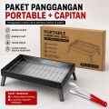 Panggangan Arang Portable Lipat BBQ Grill Stainless Steel - Alat Bakar Sate Ikan Daging Serbaguna Mini Outdoor Camping. 