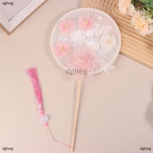 [COD] dgheg Chinese Long Handle Round Fans Fabric Flower Butterfly Brides Wedding Supplies Photography Props Home Decoration Ornamen