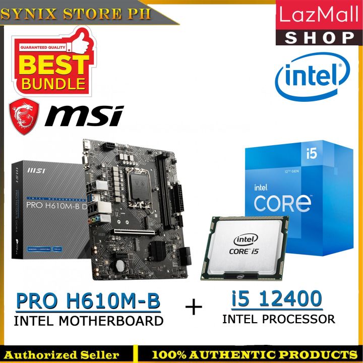 MSI PRO H610M-B DDR4 with Intel Core i5 12400 BOX TYPE PROCESSOR ...