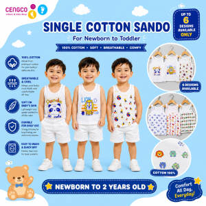 6 Pcs Sando Single For Boy Top Tank Newborn to Toddler Pure Cotton Non Faded Prints 0 to 18 Months