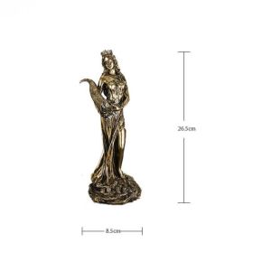 Greek Goddess Of Wealth Fortune Ornaments Ancient Greek Blindfolded Goddess Statue Golden Vintage Sculpture Opening Gift Cash Register Office Lucky Decoration