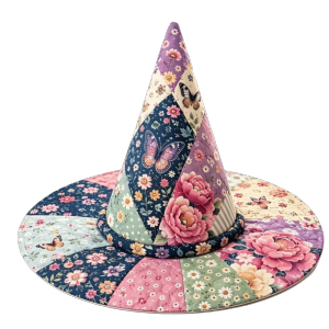SJJL MALL Vintage Halloween Witch Hat Cosplay Wide Brim Pointed Wizard Hat Gothic Quilting Process Festival Hat Halloween