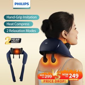 Ready stock🇲🇾Philips Neck and Shoulder Massager with Heat Compress Hand-Simulated Kneading Neck Pain Relief mesin urut leher dan bahu