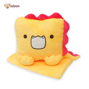 Balmut bantal selimut traveling anak bayi motif dino warna kuning bahan premium karakter dinosaurus yang cocok untuk balmut perjalanan kendaraan di mobil ataupun kereta api-istana boneka