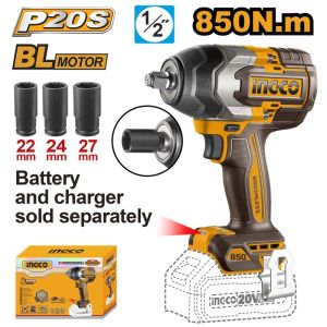 INGCO 20V BL 1/2" IMPACT WRENCH 850NM CIWLI20851